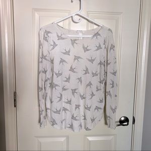 H&M greyscale bird print top sz L